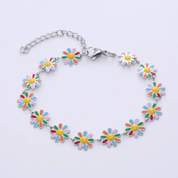 Bohemian Flower 304 Stainless Steel 18K Gold Plated No Inlaid Stainless Steel Bracelets In Bulk