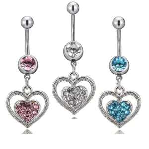 Wholesale Fashion Heart Rhinestone Belly Ring