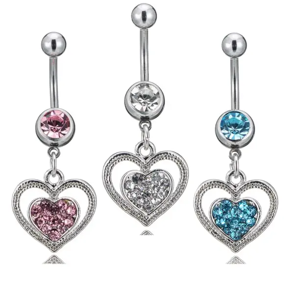 Wholesale Fashion Heart Rhinestone Belly Ring