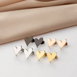 Ion Plating (IP) 18K Gold Real Gold Plated Heart Shape 304 Stainless Steel Cute Simple Style Waterproof Non Tarnish Ear Studs