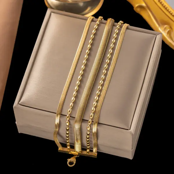 Wholesale 304 Stainless Steel Solid Color PVD Coated 18K Gold Plated Real Gold Plated Simple Style Waterproof Non Tarnish Plating Rope Chain Gold Bracelets