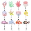 Wholesale Cross-border supply of colorful marine animal shells dolphin fish jellyfish creative shape retractable badge clip easy to pull buckle