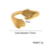 Wholesale Fashion Hug Palm Stainless Steel Open Ring 1 Piece