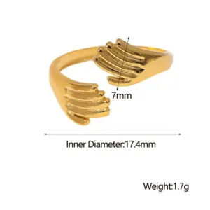 Wholesale Fashion Hug Palm Stainless Steel Open Ring 1 Piece