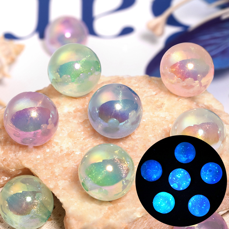Wholesale 16mm Acrylic Luminous Fine Flash Small Beads DIY Beaded Pen Aessories Bracelet Necklace Beads