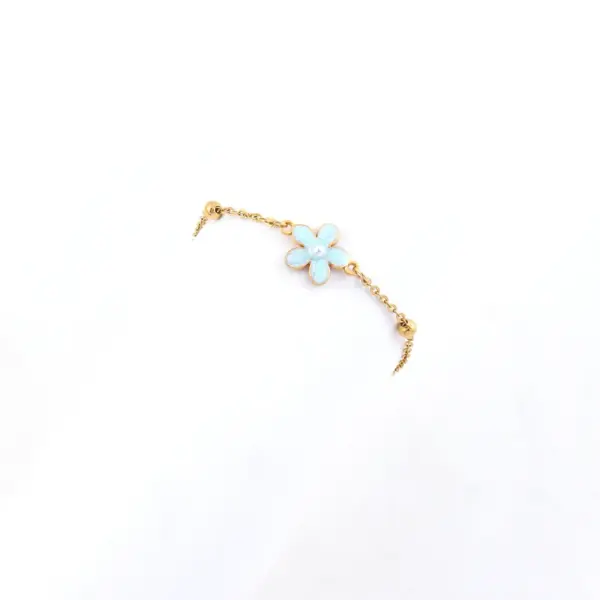 Wholesale 1 Piece Elegant Sweet Classic Style Flower 304 Stainless Steel Copper Waterproof Non Tarnish PVD Coated Real Gold Plated Women's Anklet