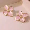304 Stainless Steel Plastic Flower Electroplating Imitation Gold Fairy Style Cute Sweet Ear Studs