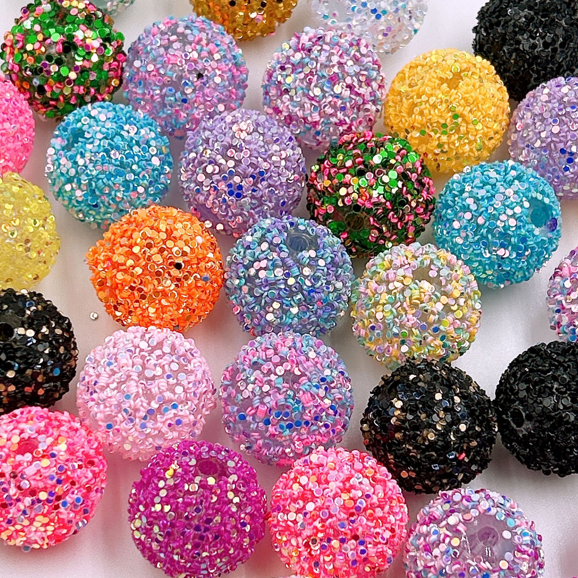 Wholesale Acrylic iridescent sequined through-hole beads