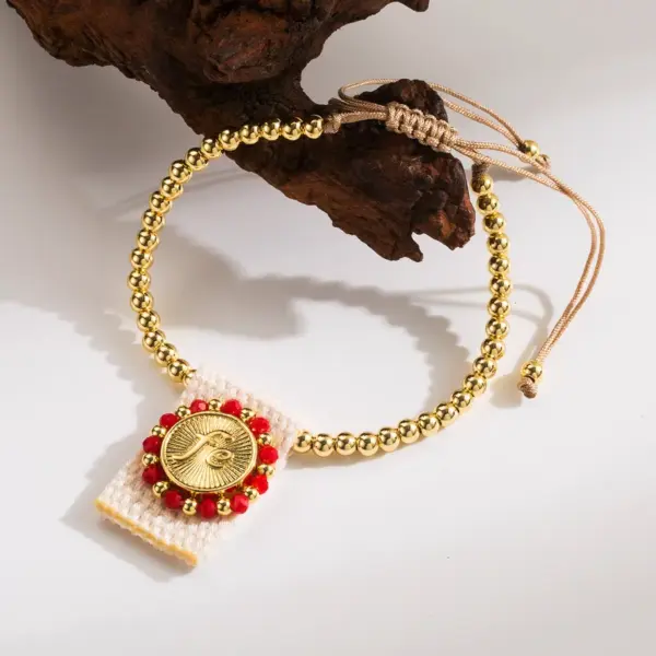 Wholesale Cloth Copper 18K Gold Plated Casual Simple Style Braid Round Letter Bracelets