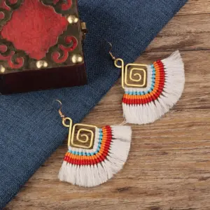 Style 4 -White Fan-Shaped Woven Earrings