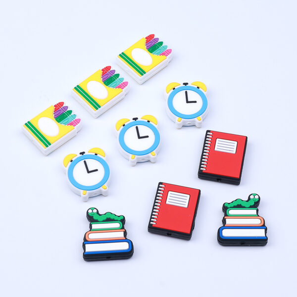 Wholesale Teacher Silicone Beads Cartoon Apple Pencil String Beads Loose Beads Handmade DIY Beads Wholesale Learning and Educational