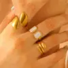 304 Stainless Steel Geometric Water Droplets Rack Plated Long-Lasting Plated Ion Plating (IP) K Gold Plated IG Style Enamel Plating Adjustable Ring