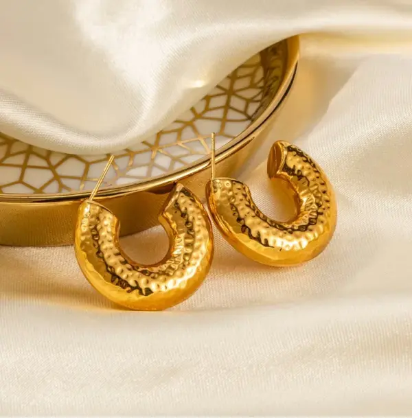 1 Pair IG Style Simple Style C Shape Plating 304 Stainless Steel Titanium Steel 18K Gold Plated Earrings