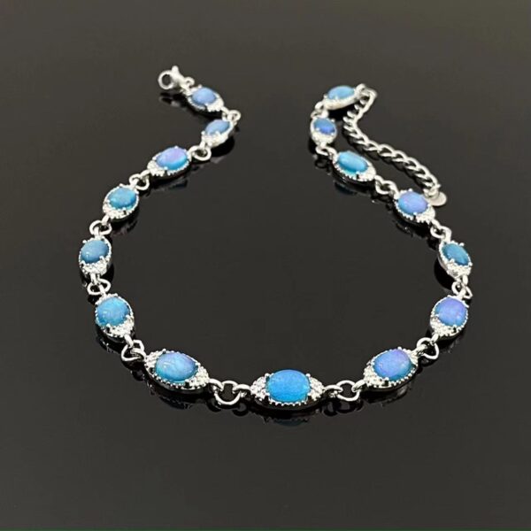 Wholesale Trendy cool blue zircon necklace bracelet two-piece light luxury niche high-end choker clavicle chain necklace