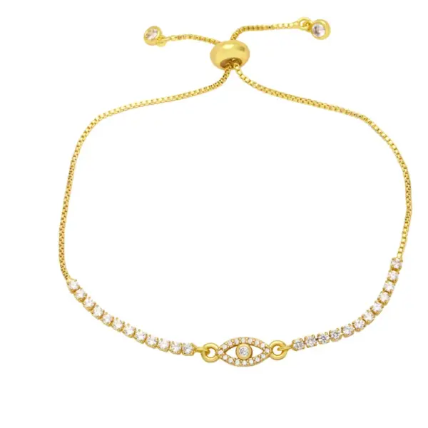Fashion Devil's Eye Copper 18k Gold Plated Zircon Bracelets In Bulk