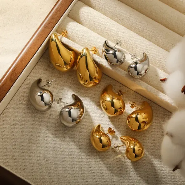 18K Gold Plated 316L Stainless Steel Ion Plating (IP) Water Droplets Waterproof Non Tarnish Surgical Steel Simple Style Classic Style Ear Studs For Women's