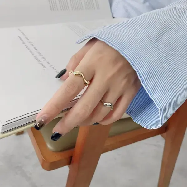 304 Stainless Steel Glam Luxurious Plating Irregular Geometric Open Rings