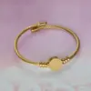 Wholesale Vacuum Plating Real Gold Plated Solid Color 304 Stainless Steel Simple Style Waterproof Non Tarnish 304 Stainless Steel Bangle
