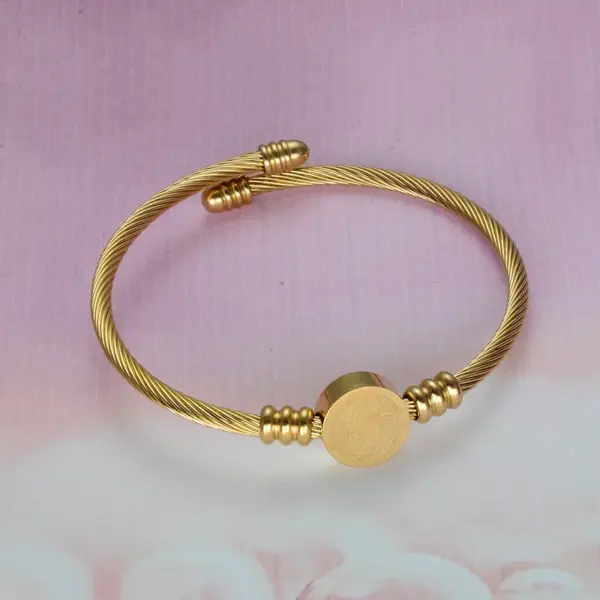 Wholesale Vacuum Plating Real Gold Plated Solid Color 304 Stainless Steel Simple Style Waterproof Non Tarnish 304 Stainless Steel Bangle