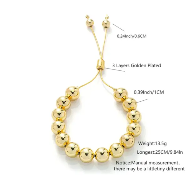 Wholesale Jewelry Simple Style Round Copper Drawstring Bracelets Ball Chain