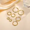 Wholesale PVD Coated Real Gold Plated Solid Color 304 Stainless Steel Simple Style Waterproof Non Tarnish Hoop Earrings