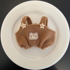 Brown star button suede overalls