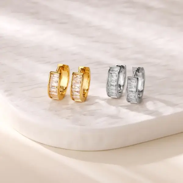 Copper Geometric PVD Coated Real Gold Plated IG Style Elegant Waterproof Non Tarnish Hoop Earrings