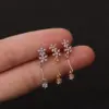 316L Stainless Steel Copper Zircon Ear Cartilage Rings & Studs Flower Waterproof Non Tarnish Surgical Steel Women'S