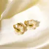 Wholesale PVD Coated Real Gold Plated 18K Gold Round 201 Stainless Steel Freshwater Pearl French Style British Style Waterproof Non Tarnish Earrings