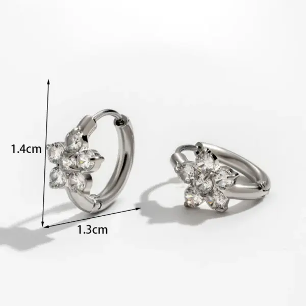 Wholesale PVD Coated Geometric Heart Shape Flower 304 Stainless Steel Elegant Basic Simple Style Waterproof Non Tarnish Drop Earrings