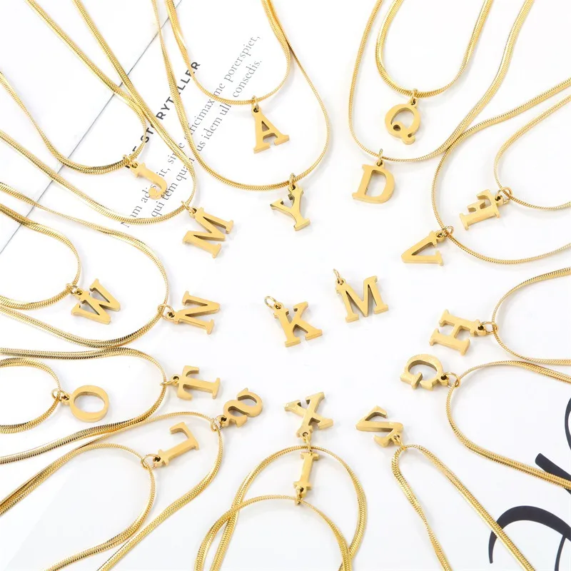 Wholesale Basic Letter Titanium Steel Pendant Necklace Stainless Steel Necklaces