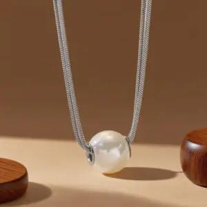 X0235-Large Pearl-Necklace-Steel Color