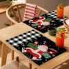 Wholesale Household Christmas Linen Printed Placemats Christmas Dining Table Non-Slip Heat Insulation Mats Wholesale Western Dining Table