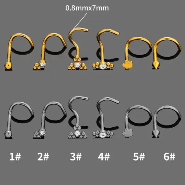 Wholesale 1 Piece Nose Rings & Studs Gothic Simple Style Flower 316L Stainless Steel Waterproof Non Tarnish Surgical Steel Zircon Ion Plating (IP) 14K Gold Plated Ear Cartilage Rings & Studs Nose Rings & Studs