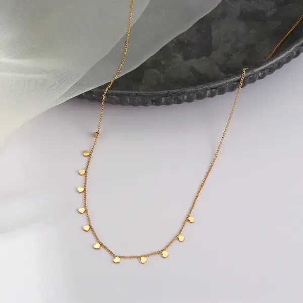 Wholesale Jewelry Simple Style Heart Shape 304 Stainless Steel 14K Gold Plated Polishing Patchwork Stainless Steel Necklaces