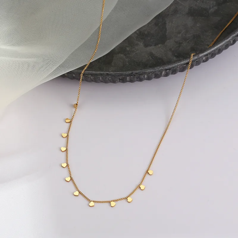 Wholesale Jewelry Simple Style Heart Shape 304 Stainless Steel 14K Gold Plated lishing Patchwork Stainless Steel Necklaces