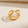 Wholesale PVD Coated Geometric 304 Stainless Steel Simple Style Waterproof Non Tarnish Open Ring