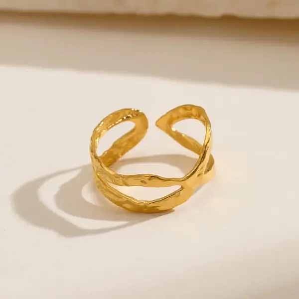 Wholesale PVD Coated Geometric 304 Stainless Steel Simple Style Waterproof Non Tarnish Open Ring