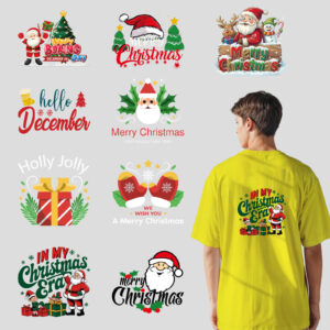 Wholesale Christmas stickers, white ink heat transfer printing, cartoon print stickers for clothing.