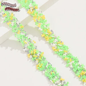 6 green and yellow white bow tie with diamonds / 1.5cm double-layer hot melt adhesive, colorful resin mixed adhesive strip