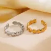 Wholesale PVD Coated 18K Gold Plated Heart Shape 304 Stainless Steel Classic Style Commute Waterproof Non Tarnish Open Rings