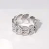 Wholesale Jewelry Fashion Leaf 304 Stainless Steel 18K Gold Plated Plating Stainless Steel Rings
