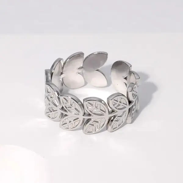Wholesale Jewelry Fashion Leaf 304 Stainless Steel 18K Gold Plated Plating Stainless Steel Rings