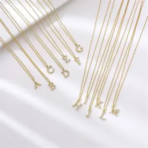 Wholesale Ion Plating (IP) 16K Gold Platinum Real Gold Plated Letter 304 Stainless Steel Simple Style Waterproof Non Tarnish 304 Stainless Steel Pendant Necklace