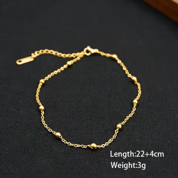 Solid Color Vacuum Plating Real Gold Plated Casual Simple Style Classic Style Waterproof Non Tarnish Chain Gold Anklet