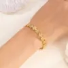 Wholesale 304 Stainless Steel Heart Shape Bow Knot PVD Coated Plated With KC Gold Modern Style Classic Style Commute Gold Bangle
