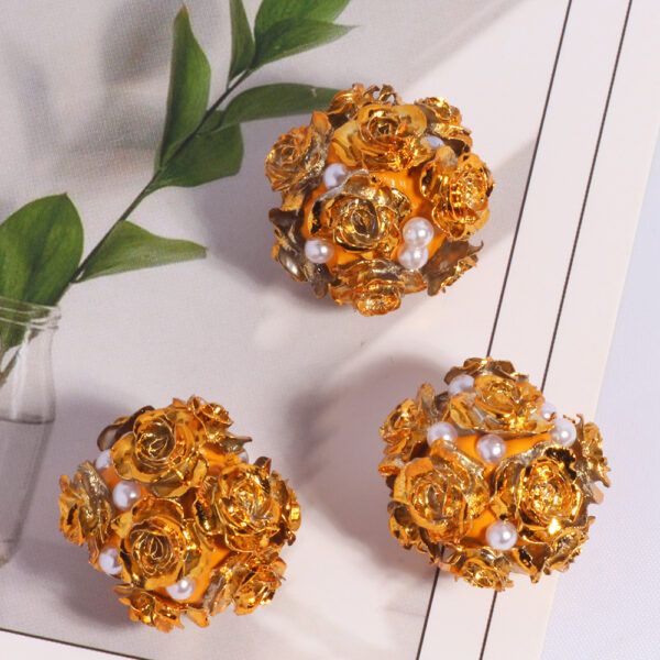 Wholesale New Halloween Metallic Rose Flower Ball Straight Hole Loose Beads DIY Mobile Phone Key Chain Jewelry Accessories