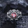 Wholesale S925 Silver-Plated Trendyy Retro Thai Silver Old Style Fashionable Men's Faceted Garnet Cross Army Flower Ring