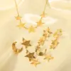 Wholesale PVD Coated Real Gold Plated 18K Gold Star Moon 304 Stainless Steel IG Style Nordic Style African Style Waterproof Non Tarnish 304 Stainless Steel Lobster Trigger Clasp Closure Pendant Necklace