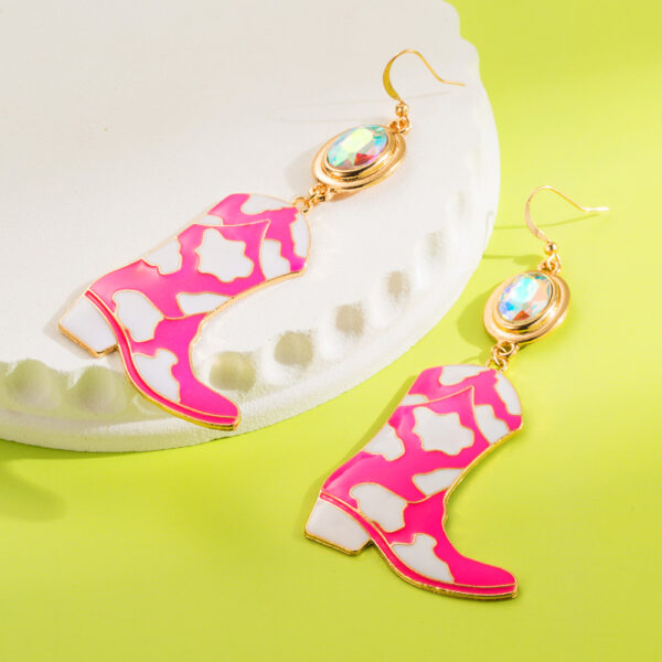 Wholesale European and American Fashion Jewelry Personalized Exaggerated Earrings Creative Fashion Denim Boots Alloy Oil Drops Diamond Multi-Layer Earrings for Women